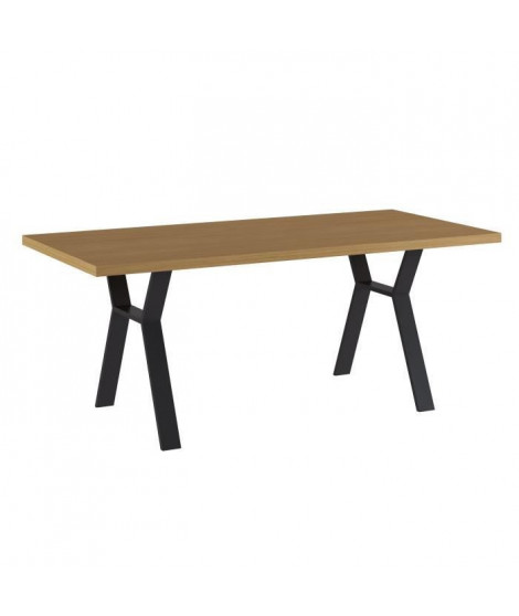 BALI - Table a manger - placage chene - Pieds en métal - L 190 x P 90 x H 76 cm