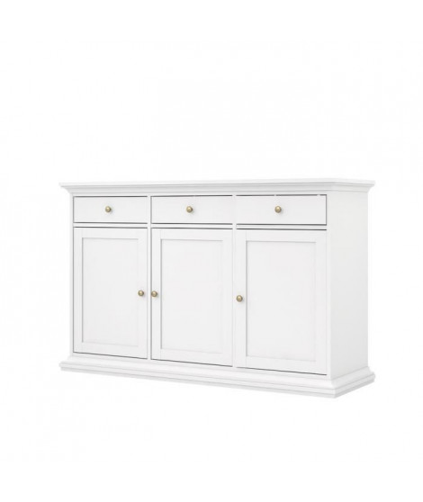 Enfilade 3 portes 3 tiroirs - Blanc - L 143,7 x P 46,1 x H 91,7 cm