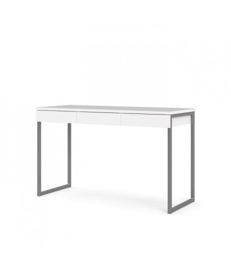 Bureau 3 tiroirs - Décor blanc - L 125,8 x P 51,6 x H 76,5 cm - TYLI