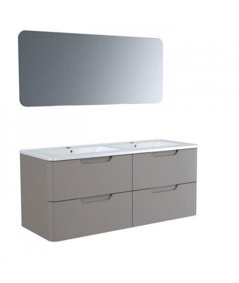 Meuble salle de bain L 120 - 2 tiroirs + vasque - Taupe - RONDO