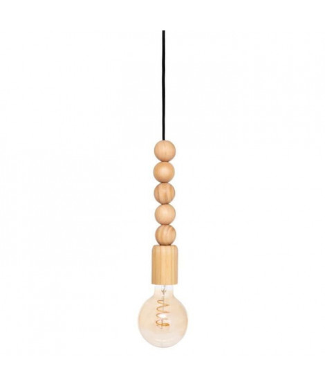 NINO Suspension perles en pin - E27 - 25 W - Ø5 cm - Naturel