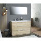 Ensemble Meuble salle de bain L 120 - Vasque + 3 tiroirs + miroir - Décor bois - ZOOM