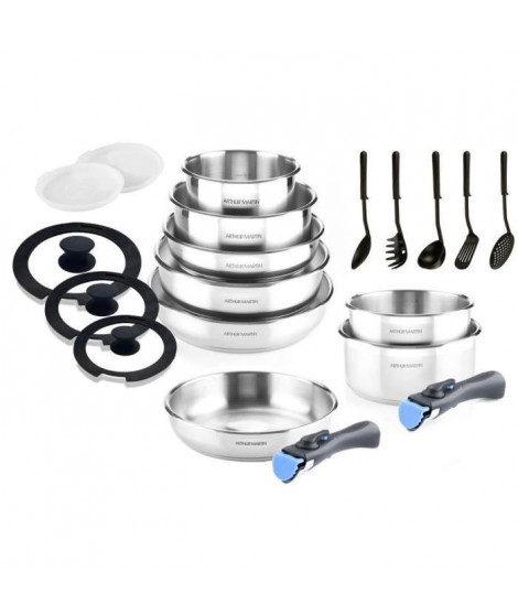 ARTHUR MARTIN AMBI20S - Batterie de cuisine 20 pieces - Tous feux dont induction - Inox