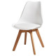BJORN Lot de 6 chaises pieds en Hetre - Simili Blanc - L 48,5 x P 58 x H 83 cm