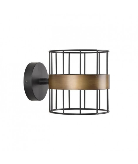 COREP Applique Raw base ronde en métal peint - E14 40 W - Noir mat et bonze patiné