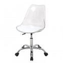 Chaise de bureau - Coque transparente et coussin blanc - L 52 x P 52 x H 88 cm - RONNY