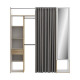 Kit Dressing 1 porte miroir 1 tiroir + 2 tringles de penderies + rideau gris - Décor chene et blanc - L 180x P 50 x H 203cm