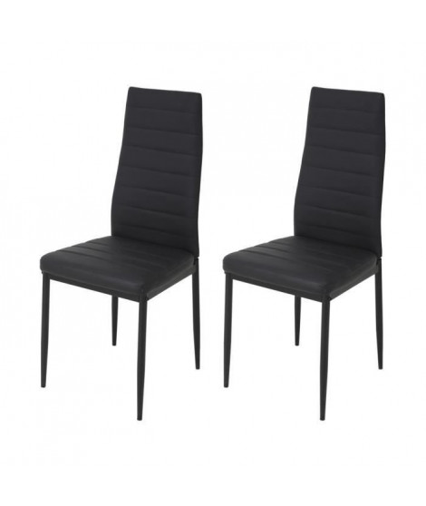 Lot de 2 chaises - Simili noir - L 42 x P 49 x H 97 cm - JIM