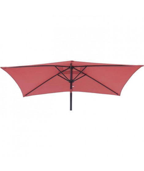 Parasol droit rectangulaire 1,4 x 2,10 m - inclinable & avec manivelle - Mat aluminium et toile polyester 160g - Rouge