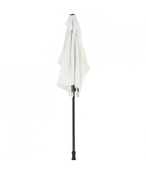 Parasol droit rectangulaire 1,4 x 2,10 m - inclinable & avec manivelle - Mat aluminium et toile polyester 160g - Blanc