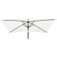 Parasol droit rectangulaire 1,4 x 2,10 m - inclinable & avec manivelle - Mat aluminium et toile polyester 160g - Blanc