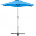 Parasol droit rond diam 2,5 m - inclinable & avec manivelle - Mât aluminium et toile polyester 160g - Bleu