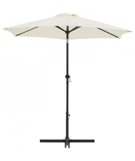 Parasol droit rond diam 2,5 m - inclinable & avec manivelle - Mât aluminium et toile polyester 160g - Ecru