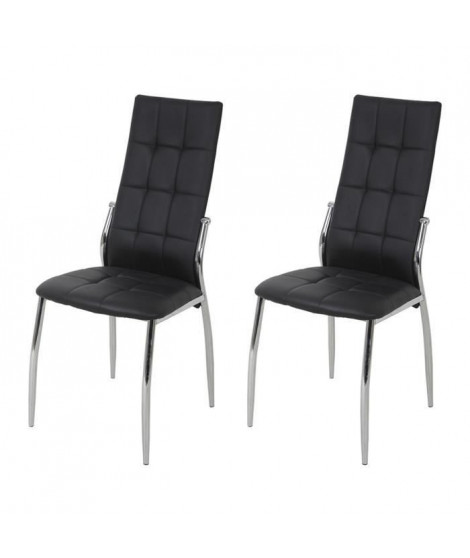 Lot de 2 chaises - Simili noir - L 44 x P 54 x H 100 cm - GEORGE