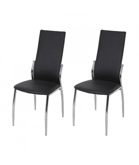 Lot de 2 chaises - Simili noir - L 44 x P 54 x H 100 cm - PHIL