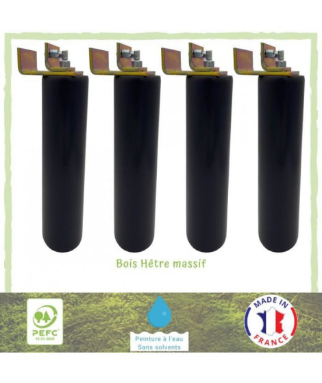 Lot de 4 pieds de lit cylindriques couleur gris-anthracite - Kit universel pour sommier métallique - Ø 5,4 cm - H 23 cm