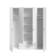 Ensemble Armoire 4 portes 2 tiroirs + Réhausse 4 portes - Décor blanc - L 160 x P 51,1 x H 226,8 cm - VARIA