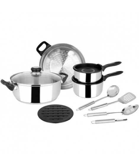 SITRAM 529561 - Batterie de cuisine 12 pieces - Gamme Essential - Inox - Tous feux dont induction