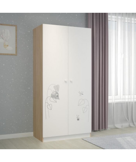 POLINI KIDS NINA ARMOIRE 2 PORTES AMIS ZEN BLANC/NATUREL