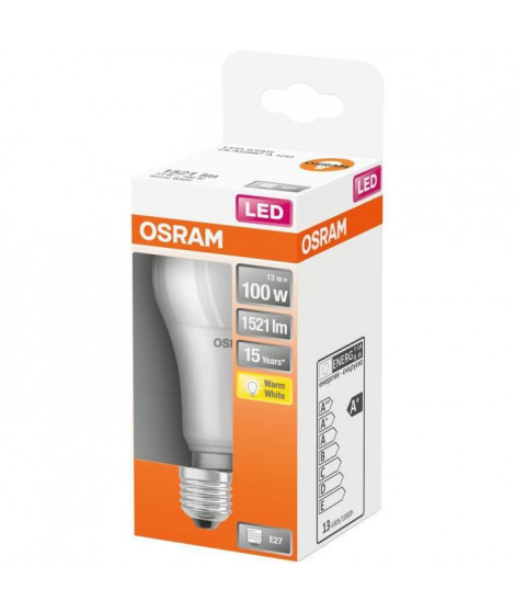 OSRAM - Led std dépolie radiateur 13w e27 1521lm 2700K chaud bte 1