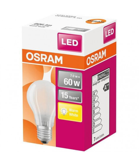 OSRAM - Amp.led std v. dépoli 7w60 e27 chaud bte 1