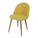 Chaise en tissu jaune - Pieds en métal - L 53 x P 54 x H 76 cm - COLE