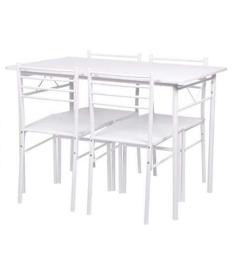 Set table a manger avec 4 chaises - Blanc - RIVIERA