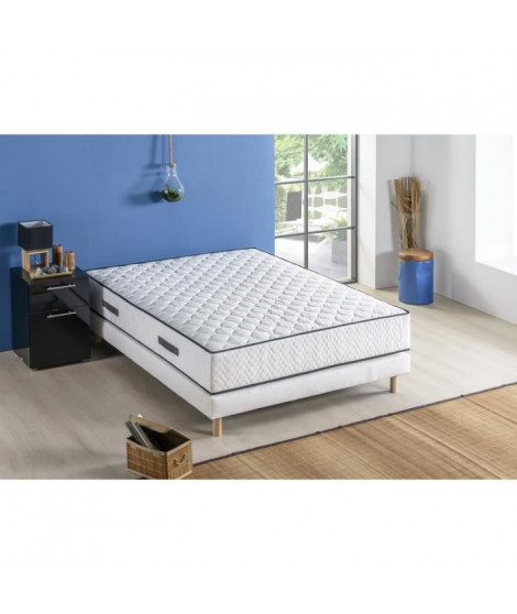 DEKO DREAM Ensemble DETENTE matelas + sommier 140 x 190 - Ressorts - 24 cm - 7 zones - Équilibré