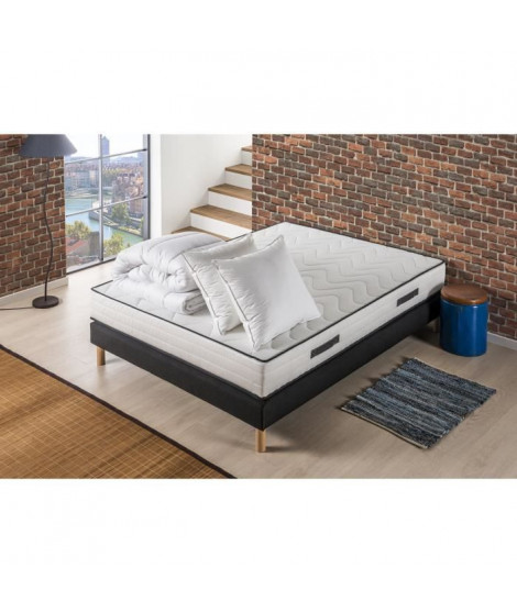 Pack pret a dormir CONFORT - Matelas + sommier 160x200 + couette + 2 oreillers - DEKO DREAM