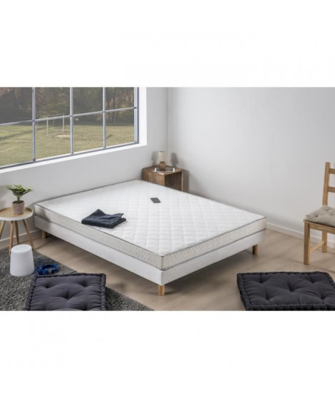 Ensemble matelas + sommier KOYSI 140 x 190 - 5 zones et mémoire de forme - 14 cm - Ferme - DEKO DREAM