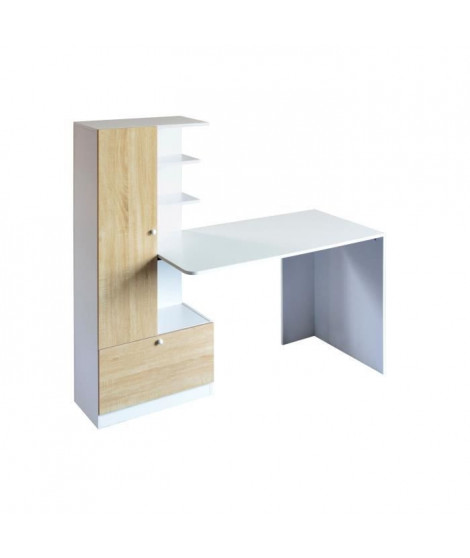 Bureau avec étageres - Blanc - L 160 x P 60 x H 135 cm - ACADEMY