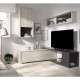 Meuble TV d'angle ajustable 2 portes - Chene/Anthracite - L 180/230 x P 41 x H 180 cm - OBI