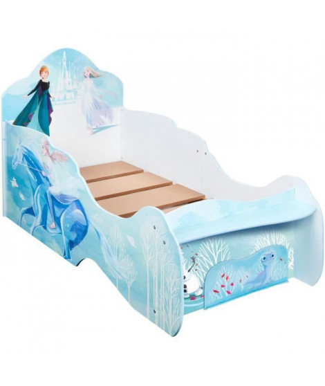 Disney La Reine des Neiges - Lit pour enfants avec étagere et tiroir de rangement sous le lit pour matelas 140cm x 70cm