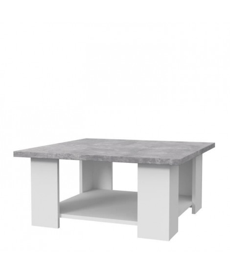 PILVI Table basse - Blanc et béton gris clair - L 90 x P 90 x H 31 cm