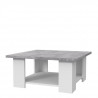 PILVI Table basse - Blanc et béton gris clair - L 90 x P 90 x H 31 cm