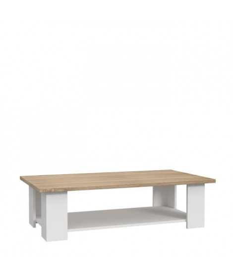 PILVI Table basse rectangulaire - Blanc et chene sonoma - L 110 x P 60 x H 31 cm