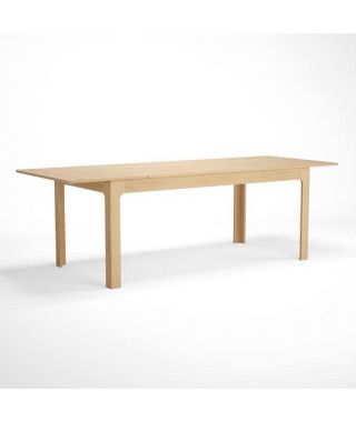 Table extensible avec 1 allonge intégrée - Décor chene - Pieds en hetre - L 180 x P 90 x H 76 cm