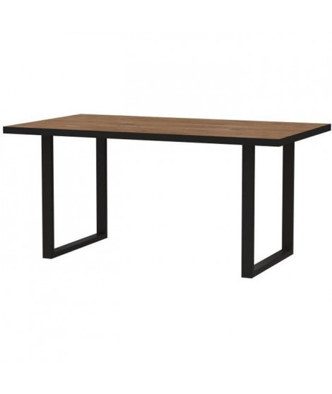 Table a manger - Décor chene et noir et pieds métal - L 160 x P 90 x H 74,1 cm - SEWILL