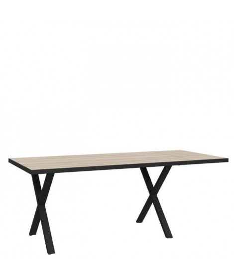 Table a manger 160x90cm + rallonge - Pieds en métal - Décor chene Comano - L 160 (+40) x P 90 x H 75,8 cm - CAREA