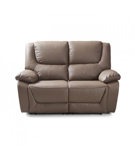 Canapé 2 places relax électrique - Cuir de buffle marron - L 151 x P 96 x H 103 cm - SALVADOR