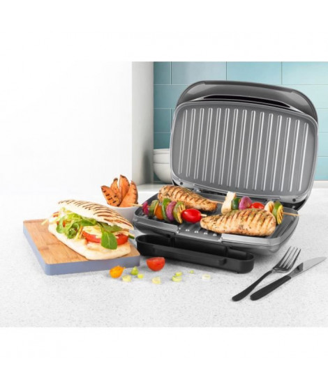 SALTER Cosmos Health Grill - 1000W - Revetement anti-adhésif - Plateau d'égouttoir amovible - Large surface de cuisson