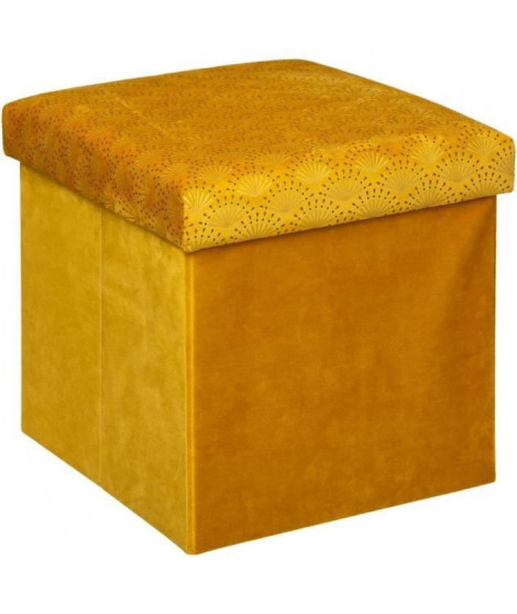 Pouf pliant velours Liam - Ocre