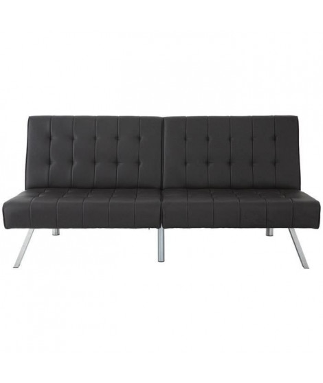 DANA Banquette convertible clic-clac 3 places - Simili Marron et pieds en métal  - L 180 x P 87 x H 85 cm