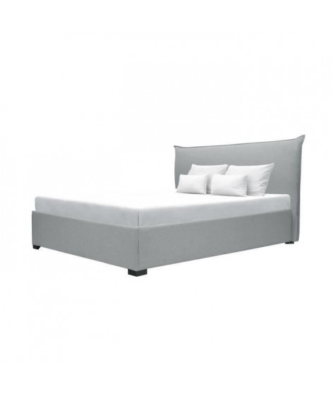 Lit coffre adulte classique - Tissu Gris clair - Sommier inclus - 160 x 200 cm - CUSHION