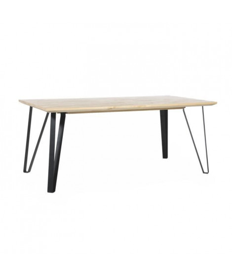 MATIX Table de séjour en pin massif avec piétement en fer - L 180 x P 90 x H 75 cm