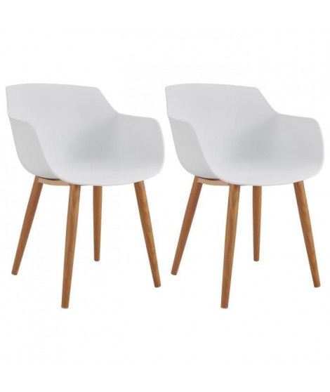 THEA Lot de 2 chaises de salle a manger - Style scandinave - Blanc - L 56 x P 57 x H 79 cm