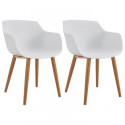 THEA Lot de 2 chaises de salle a manger - Style scandinave - Blanc - L 56 x P 57 x H 79 cm