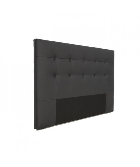 Tete de lit 165 x 100 cm capitonnée - Simili Noir - Pour couchage 140 et 160 - ARGOS