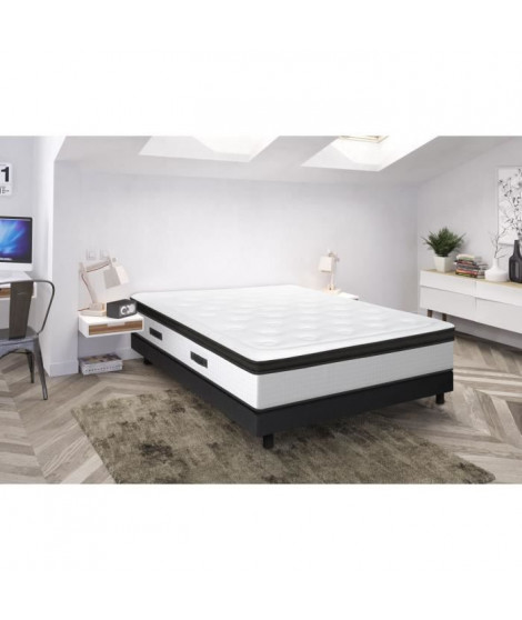 Ensemble VITAMBI Matelas 140x190 cm + Sommier + pieds  - Ressorts ensachés - 30 cm