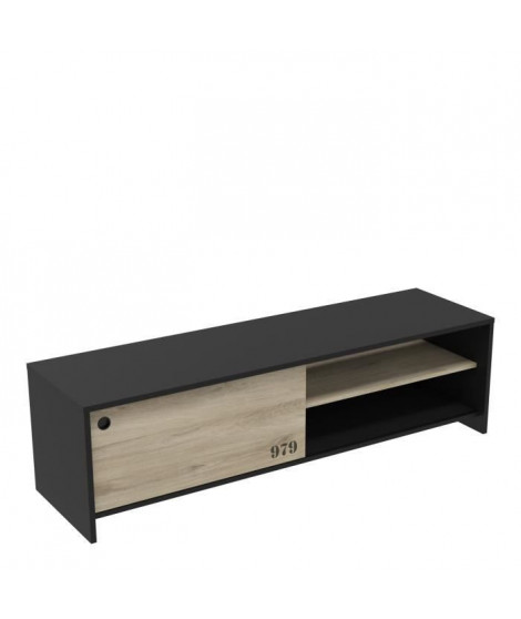 DEMEYERE Meuble TV  1 porte coulissante -Décor chene kronberg - L 151,3 x P 42,3 x H 42,7 cm - TOMY